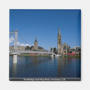 Footbridge and Ness River, Inverness, Großbritanni Magnet