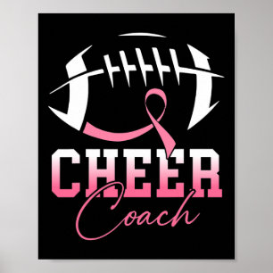 Footll Cheer Coach Pink Ribbon Brustkrebs Aware Poster