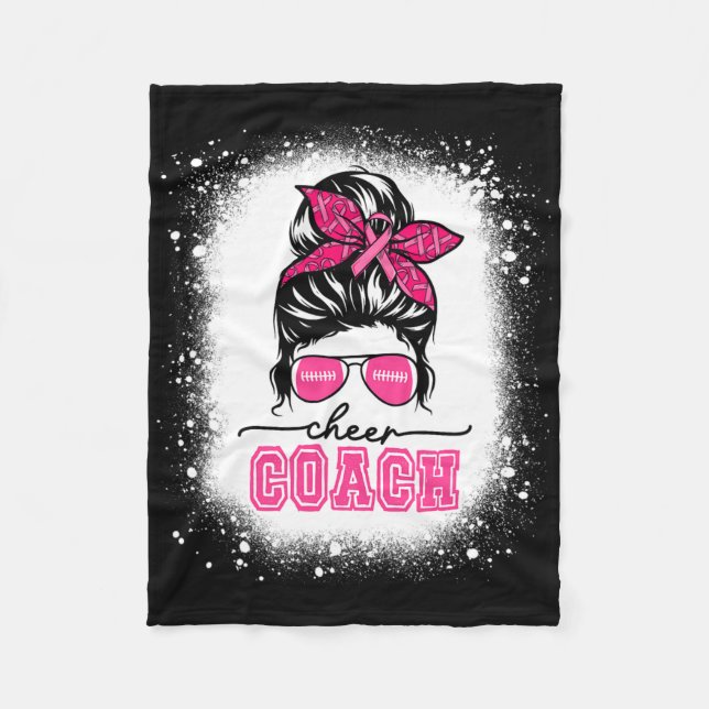 Footll Messy Bun Mama Cheer Coach Brustkrebs Ble Fleecedecke (Vorderseite)