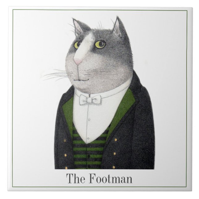 FOOTMAN CAT 6" Square Keramik Tile + Text Fliese (Vorderseite)