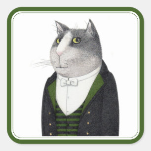 FOOTMAN CAT Großquadrat-Aufkleber Quadratischer Aufkleber