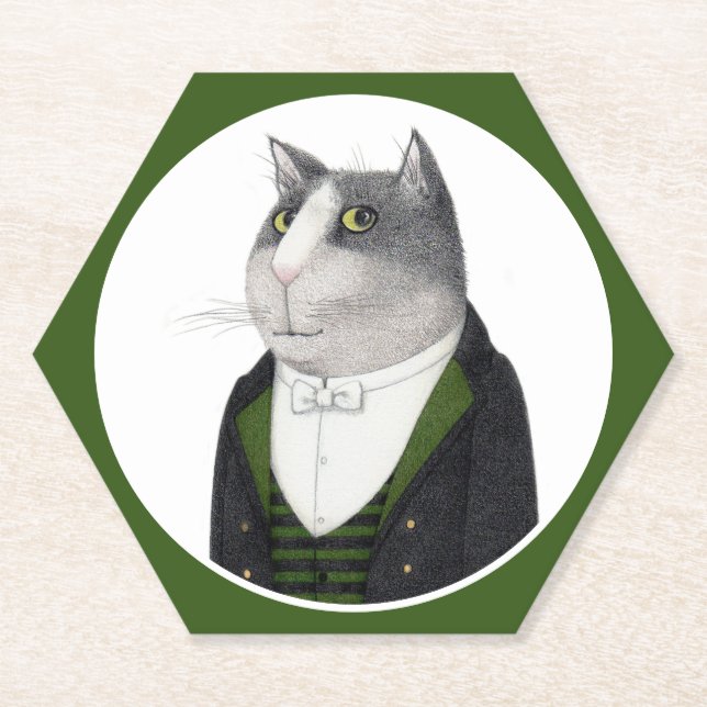 FOOTMAN CAT Hexagon Paper Untersetzer (Vorderseite)