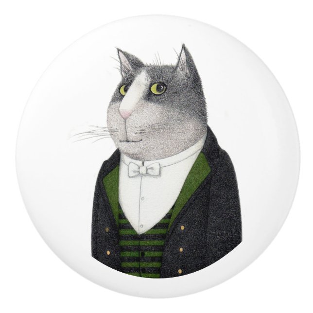 FOOTMAN CAT Keramik Drawer Knoblauch Keramikknauf (Vorderseite)