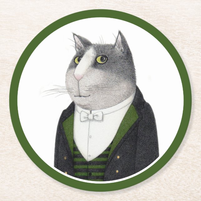 FOOTMAN CAT Round Paper Untersetzer (Vorderseite)