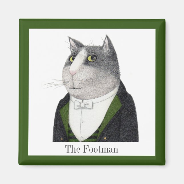 FOOTMAN CAT Square Magnet + Text (Vorne)