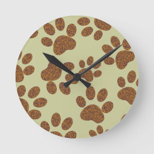 footprint dog runde wanduhr