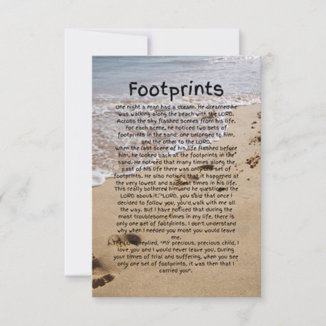 Footprint Gedicht flache Grußkarte Karte (Vorderseite)