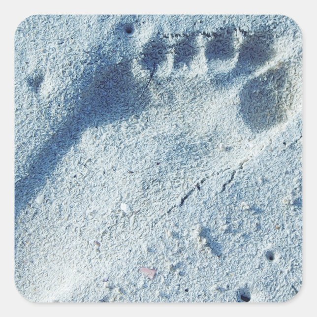 Footprint in the Sand Quadratischer Aufkleber (Vorderseite)
