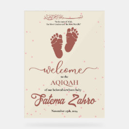 Footprint Newborn Baby Girl Muslim Aqiqah Aqeeqa Acrylschild