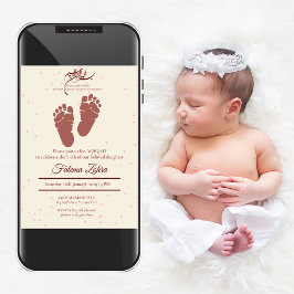 Footprint Pink Baby Girl Muslim Aqiqah Aqeeqa Einladung