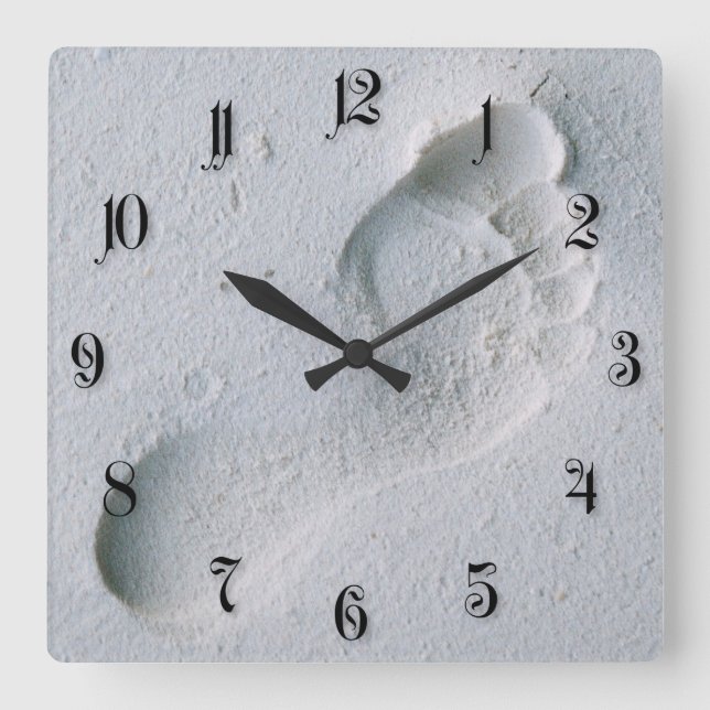 Footprint Quadratische Wanduhr (Vorderseite)