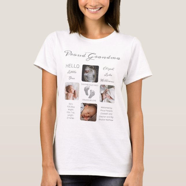 Footprints Mehrere Fotos Birth Keepake Oma T-Shirt (Vorderseite)