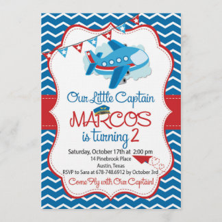 For Airplane theme birthday invitation boys Einladung