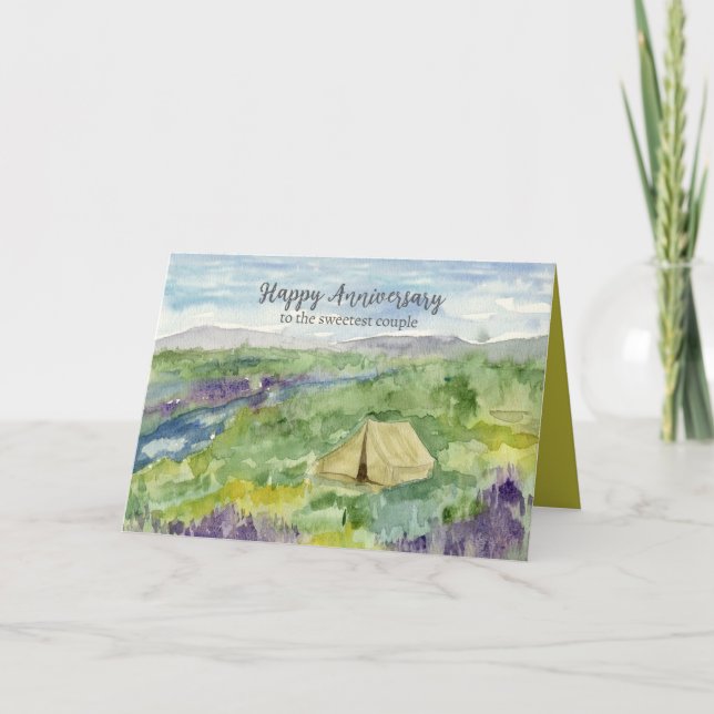 For Couple Happy Anniversary Camping Desert Flower Karte (Vorderseite)
