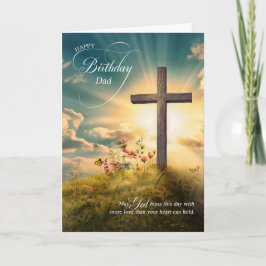 For Dad Christian Birthday Cross on Hill Karte