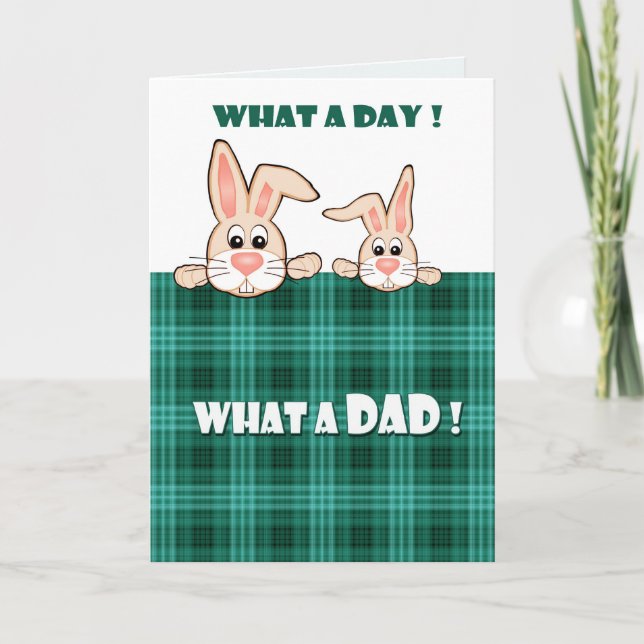 For Dad on Father's Day Two Cute Bunnies Karte (Vorderseite)