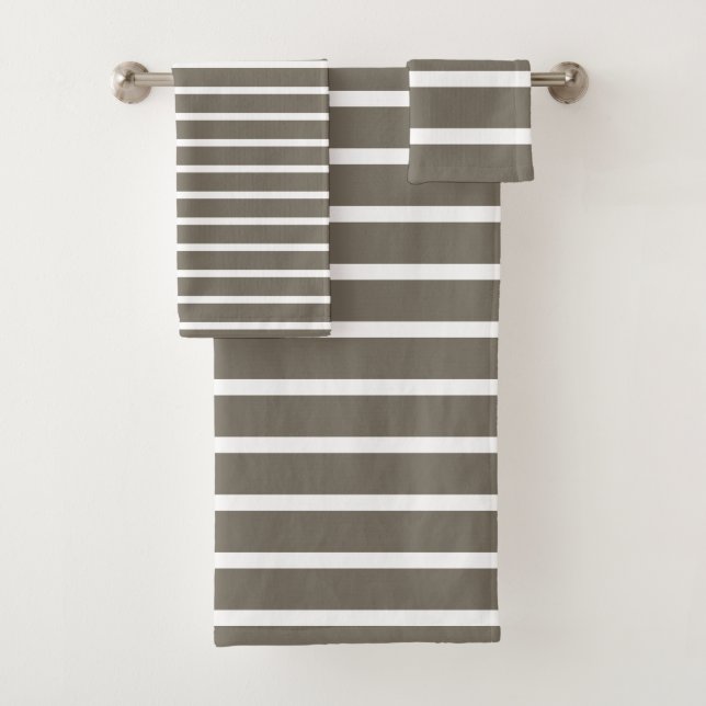 For Elegant Bathrooms – Taupe & White Striped  (En situation)