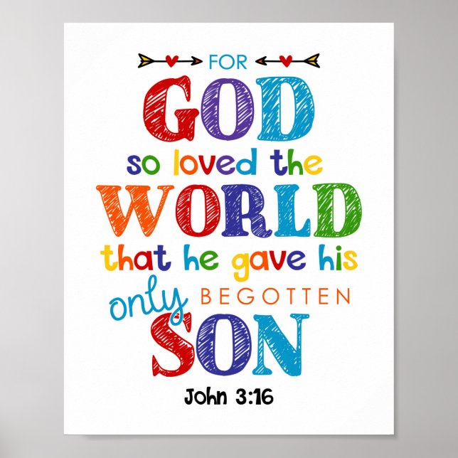 For God So Loved The World Kids Christian Poster (Vorne)