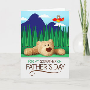 for Godfather on Father's Day Teddy Bear Mountain Karte