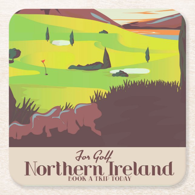 "For Golf" Nordirland Reiseplakat Rechteckiger Pappuntersetzer (Vorderseite)