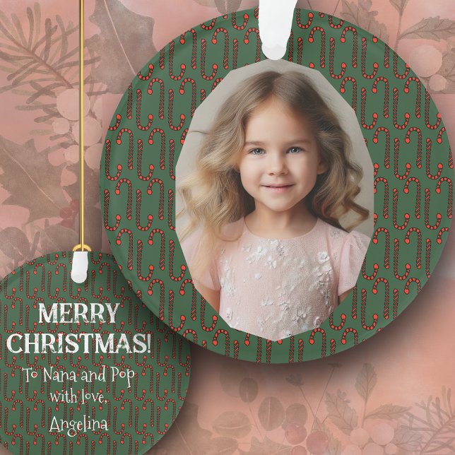 For Grandparents a Candy Cane Photo Christmas Ornament (Von Creator hochgeladen)
