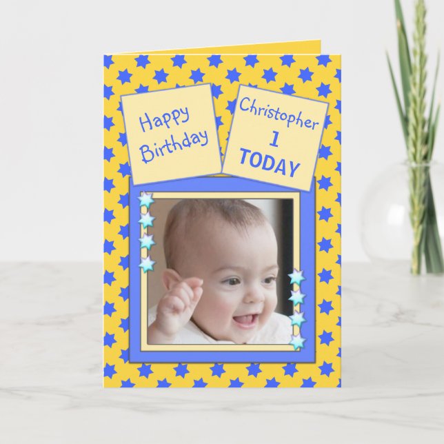 For kids 1 year old little boy birthday greeting karte (Vorderseite)
