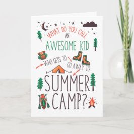 for Kids Funny Summer Camp Orange Green and Brown Karte