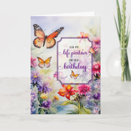 For Life Partner Birthday Wildflower Garden  Karte
