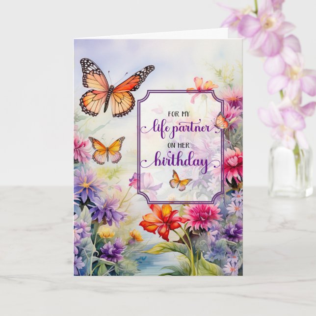 For Life Partner Birthday Wildflower Garden  Karte (Orchidee)