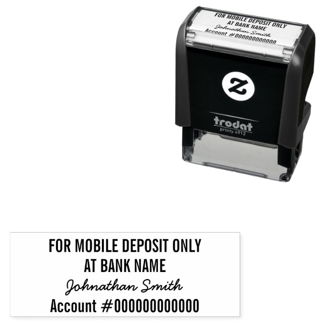 For Mobile Deposit Only Cursive Name Bank Account Permastempel (Beispiel)