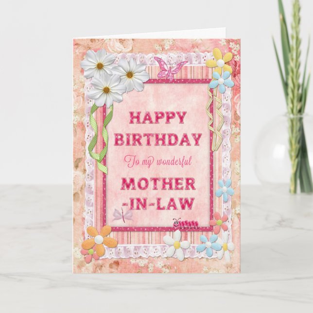 For Mother-in-law, craft birthday card Karte (Vorderseite)