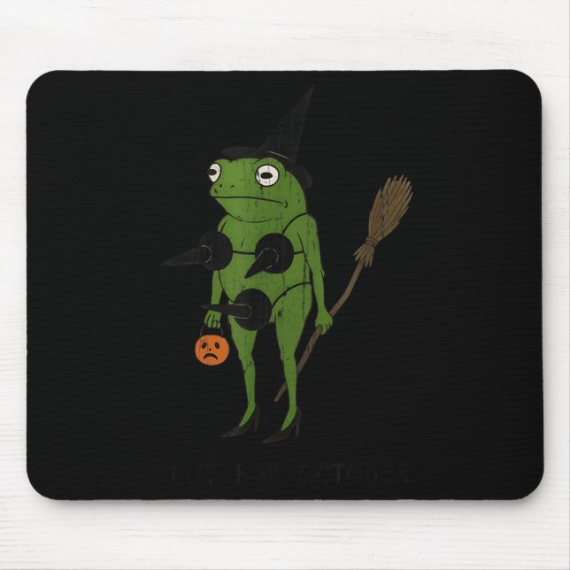 For October, Funny Halloween, Funny Witch Frog  Mousepad (Vorne)
