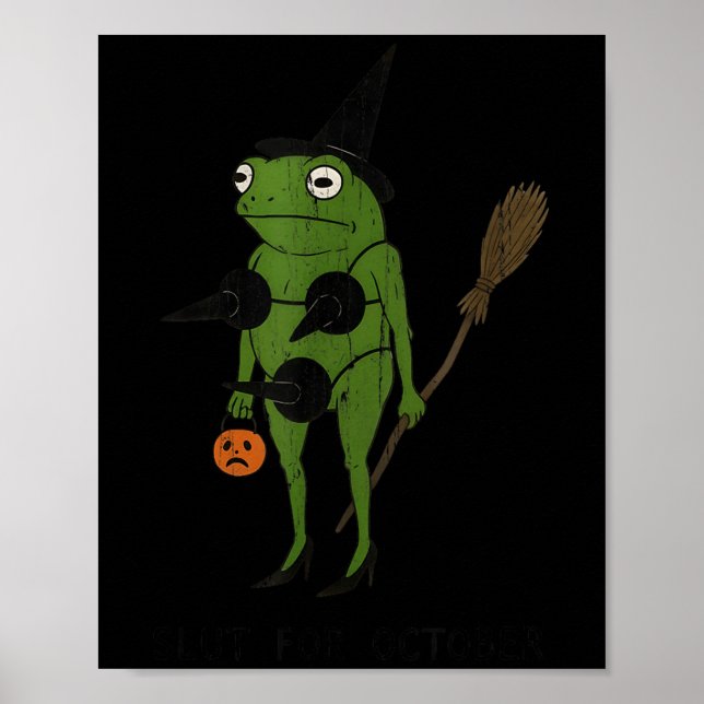 For October, Funny Halloween, Funny Witch Frog  Poster (Vorne)