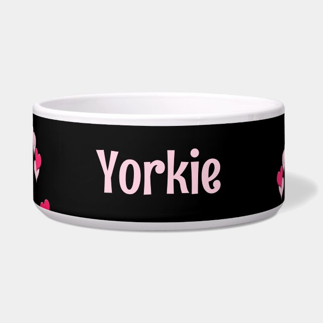 For Pet Modern Writing Scattered Pink Hearts Napf (Vorderseite)