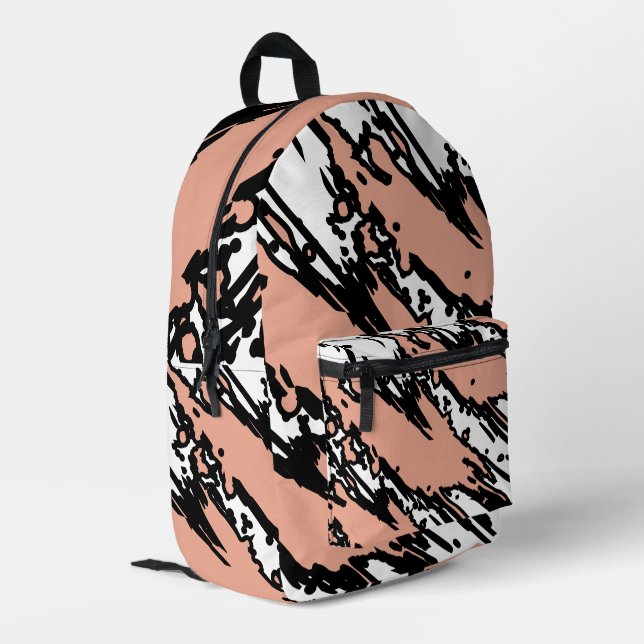 For Soft Souls – Blush Beige Abstract Backpack Bedruckter Rucksack (Rückseitige Ecke links)