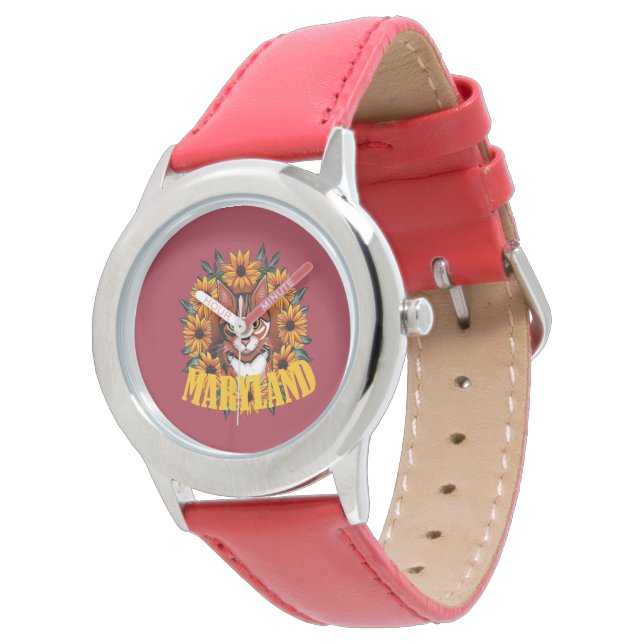 For The Love Of Maryland Calico Cat  Armbanduhr (Schrägansicht)