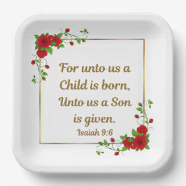 “For Unto Us a Child Is Born” Isaiah 9:6 Set of 8 Pappteller