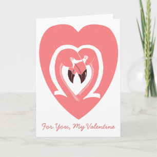 For You, My Valentine Flamingos Heart Card Feiertagskarte