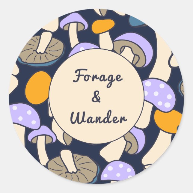 Forage & Wander Retro-Muster Midnight Forest Runder Aufkleber (Vorderseite)