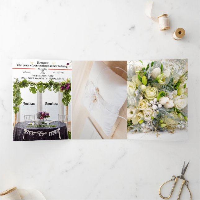 Foral & Elegante Faire-part de mariage (Intérieur)
