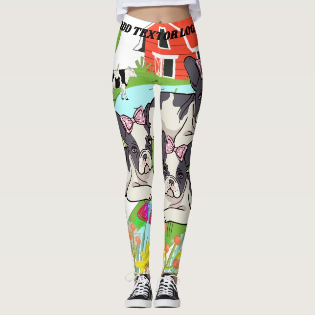Foral Pitbull Frische Pasta machen Leggings (Vorderseite)