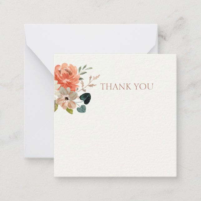 Foral Watercolor Wedding Danke / Willkommen Mitteilungskarte (Vorderseite)
