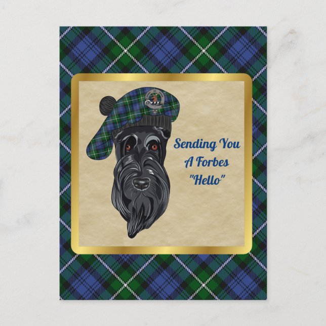 Forbes Clan Abzeichen & Tartan Postcard Postkarte (Vorderseite)