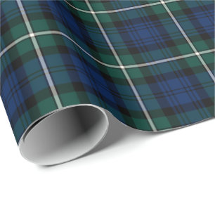 Forbes Clan Tartan Green und Blue Scott Kariert Geschenkpapier