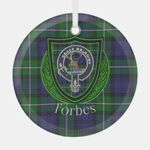 Forbes Schottischer Clan Tartan & Wappen Ornament Aus Glas