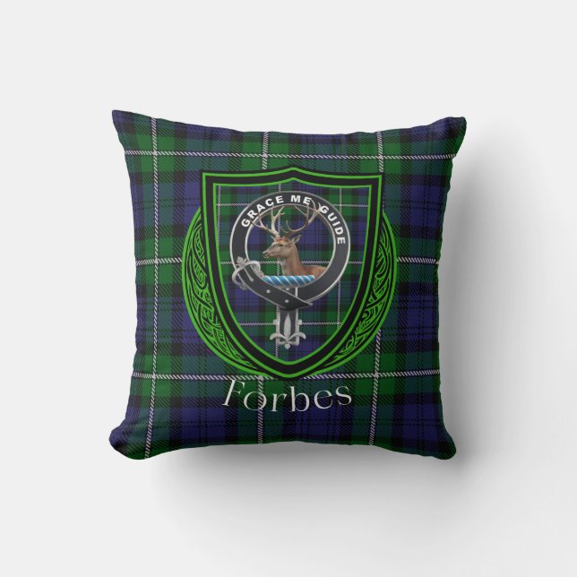 Forbes Scottish Clan Tartan & Wappen Kissen (Vorderseite)