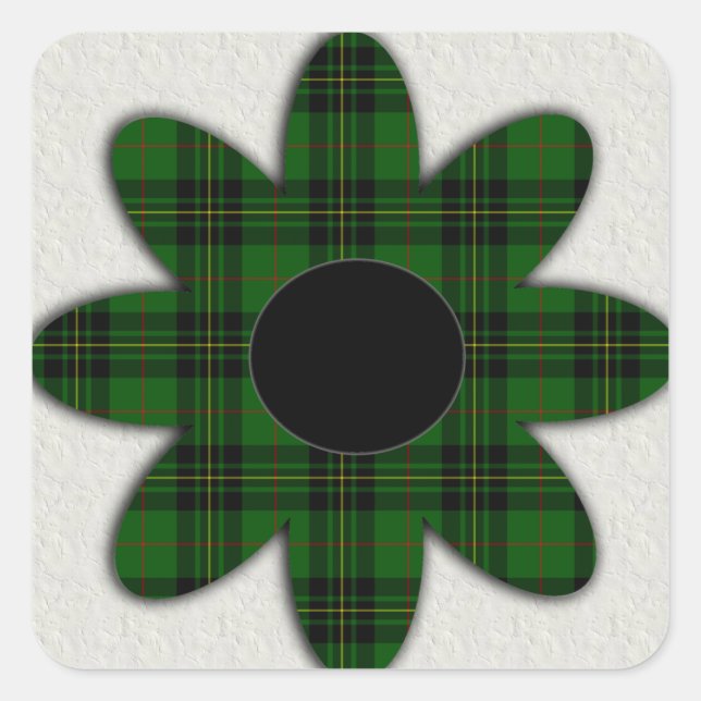 Forbes Tartan Kariert Daisy Quadratischer Aufkleber (Vorderseite)