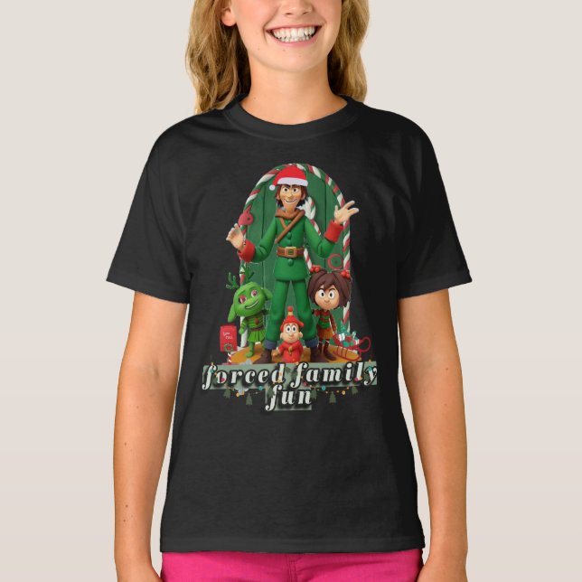 Forced Family Fun Christmas Tee Wird Funny Holiday (Vorderseite)