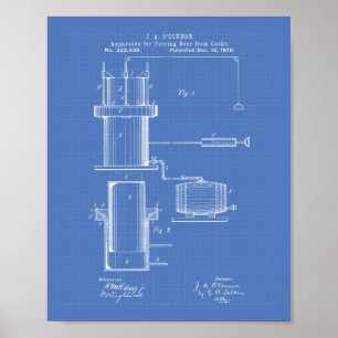 Forcing Beer 1879 Patent Art - Blueprint Poster