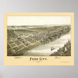 Ford City, PA Panoramakarte - 1896 Poster